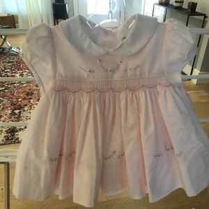 Sarah Louise baby girls pink embroidered dress
